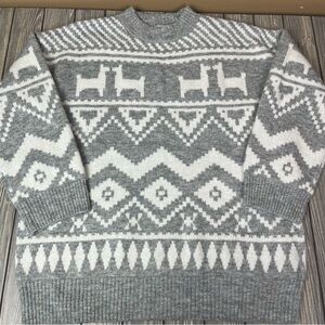 H&M Long Jacquard-Knit Sweater Oversized Christmas Holiday Women's Medium